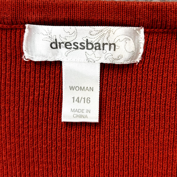 Dress Barn Rust Ornage Knit T-shirt Size 14/16 Square Neckline - Picture 3 of 9